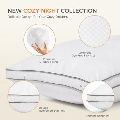 SweetNight Bed Pillows King Size Set of 2, Fluffy Luxury Hotel Collection Gusseted Large Pillows for Neck and Shoulder, Side Back Stomach Sleeper Pillow, Cozy Night 18"X34"