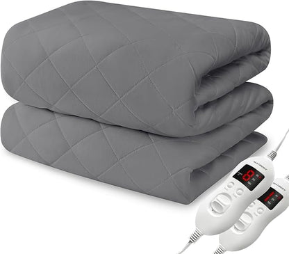 Heated Mattress Pad California King Size, Electric Mattress Pad Cover w/Dual Control 8 Heating Settings, Bed Warmer w/ 4 Auto Shut Off Settings, UL Certified, Deep Pocket, Machine Washable, Dark Grey