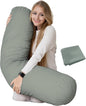 King Size Extra Long Round Body Pillow - 54x12 Bolster Pillow for Bed Extra Soft Body Pillow with Removable Pillowcase, Maternity Pillow - Grey