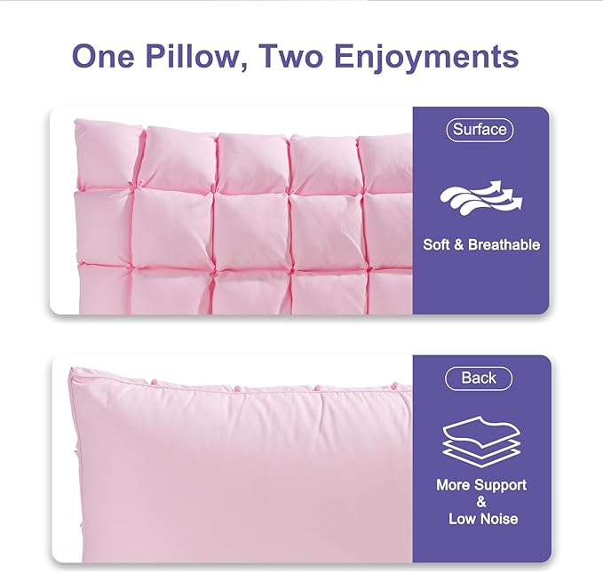 YOUR MOON Soft Pillows for Sleeping, Support Bed Pillows, Fluffy Down Alternative Pillow, Luxury Hotel Gel Pillows for Side Sleeping Queen Size (Pink)