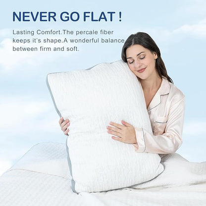 ACCURATEX Pillows Standard Size Set of 2, Rayon Derived from Bamboo Removable Cover, Shredded Memory Foam Pillow with Down Alternative Fill (Adjustable), Supportive Pillows for Side Back Sleepers