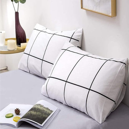 Wellboo White Plaid Comforter Sets Full Black White Grid Checkered Bedding Comforters Cotton White and Black Buffalo Check Grid Quilts Soft Warm Women Men Modern Preppy Geometric Gingham Quilts