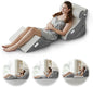Ganaver 4pcs Orthopedic Bed Wedge Pillow Set Post Surgery Relaxing Back Adjustable Head Support Cushion Triangle Memory Foam Pillow for Acid Reflux Sleeping Reading Leg Elevation Snoring