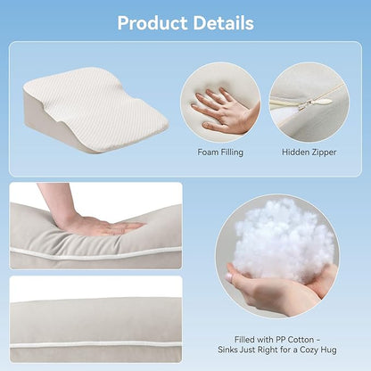 Daneey Adjustable Wedge Pillow for Acid Reflux, Snoring & Shoulder Pain Relief – Ergonomic Side Sleep Support Cushion with Arm Rest and Soft Neck Wedge for Short Rest, Recovery, or Relaxation