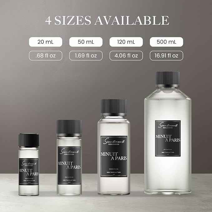Scentiment Diffuser Oil - Minuit à Paris | Aromatherapy Home Fragrance | Inspired by Luxury Five Star Hotel Scents | Luxurious Scent with Notes of Amber, Sandalwood, Vanilla (20 mL)