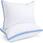 viewstar Bed Pillows Standard Size Set of 2, Hotel Cooling Down Alternative Gusseted Pillows for Side, Back, or Stomach Sleepers, Light Blue