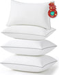 JOLLYVOGUE Pillows Queen Size Set of 4, Oeko-Tex Certified Bed Pillows for Side, Back, and Stomach Sleepers - Medium Support Down Alternative Filling, Machine-Washable