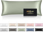 Silk Body Pillow Cases, Mulberry Silk Body Pillow Cover with Zipper, Smooth, Anti Acne, Cooling Sleep Both Sides Natural Silk Satin 20x54 Body Pillowcase, Gifts for Women Men, Sage Green