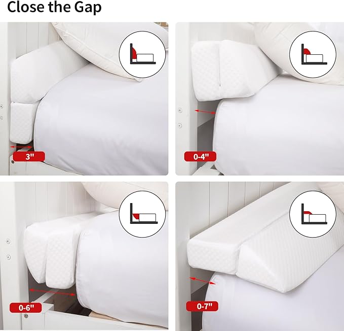 MABOZOO Pillow Wedge for Headboard Gap,White Bed Wedge Gap Filler King Size,Foldable Bed Wedge Pillow for Headboard,Foam Mattress Gap Filler,76"x6"x6"