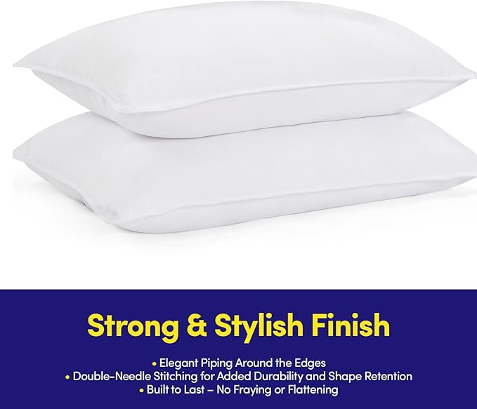 Sweet Home Collection 2-Pack Premium Medium Firm Down Alternative Bed Pillows for Sleeping – Generously Filled Ultra Soft Support, Queen Sleepers, King (U.S. Standard), White 2 Count