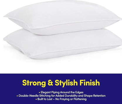 Pillows Queen Size Set of 2 – 2-Pack Premium Medium Firm Down Alternative Bed Pillows for Sleeping – Generously Filled, Ultra Soft Support for Standard, Queen & King Sleepers