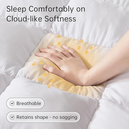 SAPHREAS 3 Inch Foam Mattress Topper King Size, Extra Soft Pillow Top Mattress Pad with Breathable Air Mesh Sides, Back Pain Relief, Fluffy Shredded Foam Filled