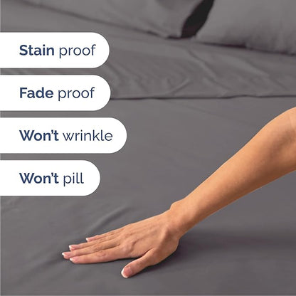 Cal King 6 Piece Sheet Set - Comfy Breathable & Cooling - Ultra Soft Hotel Luxury Bedding Set w/ 8-16 Inch Deep Pockets - 1 Flat & 1 Fitted Sheet & 4 Pillowcases - Wrinkle Free & Easy Care - Dark Grey