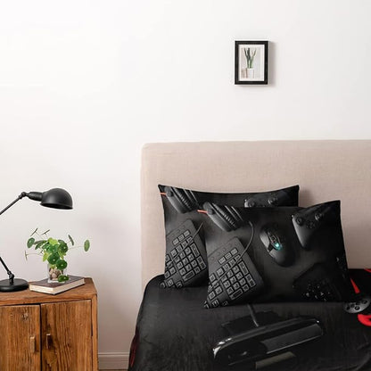3D Print Gamepad Duvet Cover Set Gaming Comforter Covers and Pillowcases King Size Black Color Bed Set Gamer Beddings Boy Kid Bedroom Decorations