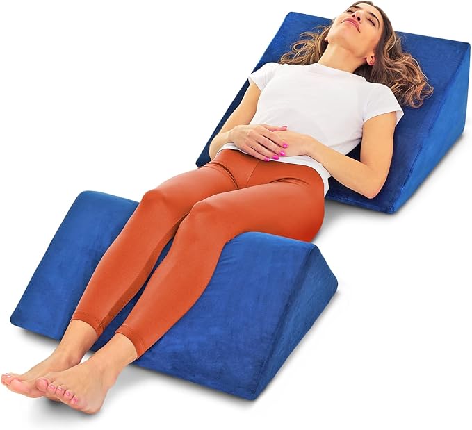 AllSett Health Bed Wedge Pillow – 2 Separate Memory Foam Incline Cushions, System for Legs, Knees and Back Support Pillow