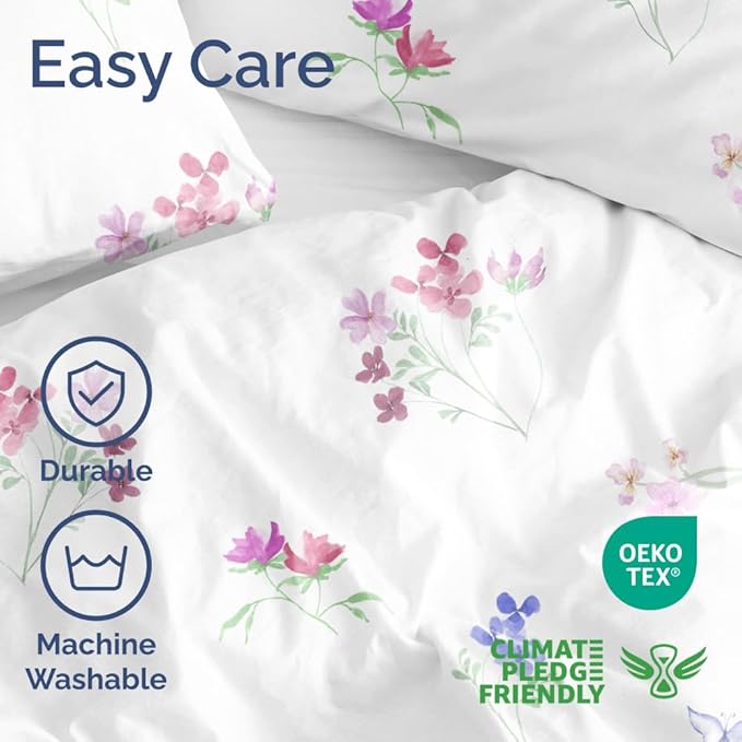 Duvet Cover Full Size Set - Extra Soft Floral Duvet Cover 80 x 90 with 2 Pillow Shams - Comfy, Breathable Floral Bedding Set - Hotel Luxury Easy-Care and Fade Free with Zipper Closures & Ties - Posy