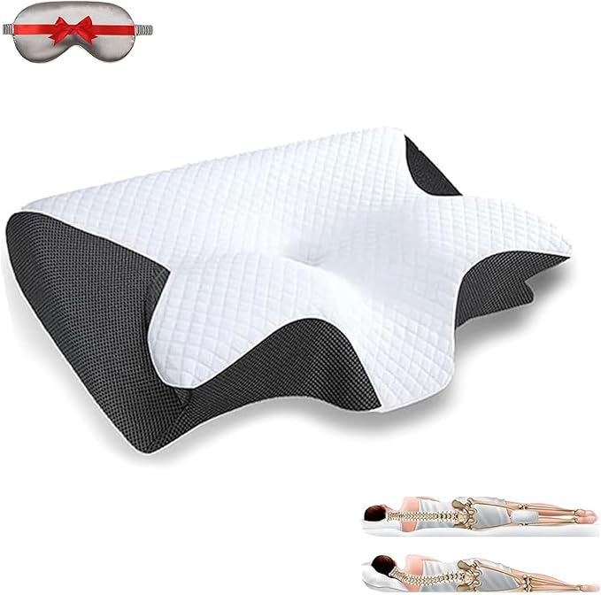 Sleep Apnea Pillow,Advanced Memory Foam Breathable Contour Support,Orthopedic Contour Pillow for Side Sleepers, Ergonomic Neck Support–Soft Removable Washable (Black)