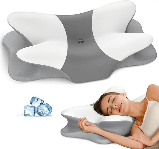 Cervical Neck Pillow for Pain Relief - Ergonomic Side Sleeper Pillow for Neck Support, Cooling Memory Foam Pillows for Sleeping, Contour Pillow Orthopedic Bed Pillow for Back Stomach Sleepers