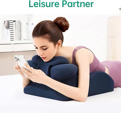 Memory Foam Ergonomic Wedge Pillow, Prone Pillow for Sleeping, Reading Pillow for Bed, Ergonomic Support for Back Pain, Acid Reflux & Sitting Up, Ideal for Massage, with Removable Cover