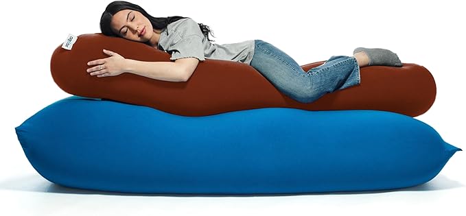 Yogibo Roll Long Full Body Pillow for Women and Men, Adults, for Back, Lumbar, Body Support, Side Sleeper, Maternity, Nursing, Pregnancy for Sleeping, Micro-Bead Filling, Brown