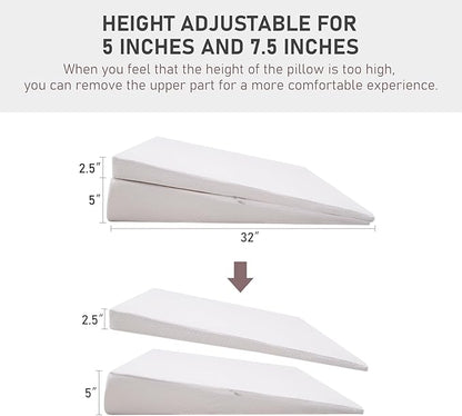 SUNYRISY Adjustable Wide Size Bed Wedge Pillow, Wedge Mattress Topper with Washable Cover, Mattress Wedge Lifter, Inclined Mattress Elevator for Acid Reflux, Neck & Back Pain, Anti-snoring, King