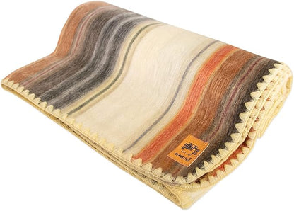Alpaca Wool Blanket – Twin Size, 75 x 38 Inches – Warm & Lightweight – Couch, Bed, or Outdoor Blanket – Light Brown