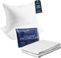 Beckham Hotel Collection Bed Pillows with Cooling Pillowcases for Hot Sleepers, Queen Size Sets of 2, Soft Down Alternative Pillow for Sleeping, Envelope Cases, White