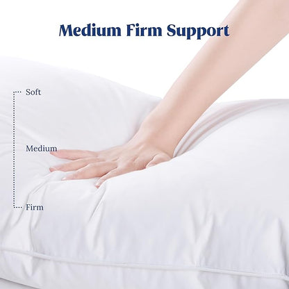 puredown® Goose Feather Down Pillows King Size Set of 2, Soft Fluffy Luxury Hotel Collection Bed Pillow for Back, Stomach or Side Sleeper.