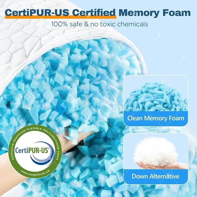 SUPA MODERN Cooling Bed Pillows for Sleeping 1 Pack Shredded Memory Foam Pillows Adjustable Cool Pillow for Side Back Stomach Sleepers Luxury Gel Pillows King Size with Washable Removable Cover