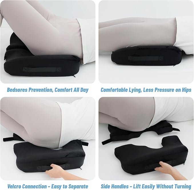 IFOYO Bed Sore Cushions for Butt, Memory Foam Tailbone Pain Relief Cushion, T-Shaped Anti-Slip Bedsore Pressure Relief Pillow for Sleeping & Sitting, Post-Surgery, Wheelchair Users, Washable Cover