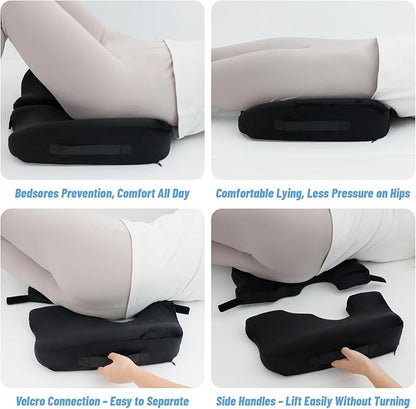 IFOYO Bed Sore Cushions for Butt, Memory Foam Tailbone Pain Relief Cushion, T-Shaped Anti-Slip Bedsore Pressure Relief Pillow for Sleeping & Sitting, Post-Surgery, Wheelchair Users, Washable Cover