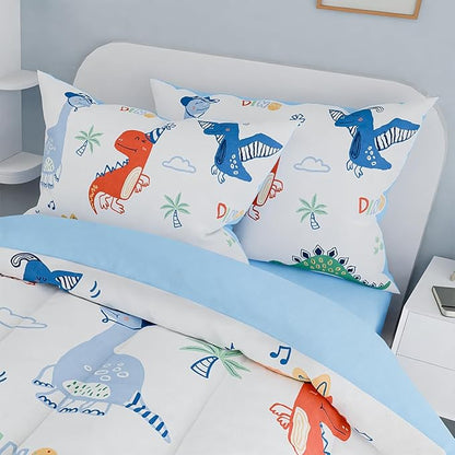 SANDJEST Dinosaurs Bedding Twin Set for Boys Kids Children, Ultra Soft Microfiber Comforter Set with 3-Pieces, Comforters Bed Sets Bedroom Decor
