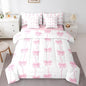 Feelyou Pink Bow 7 Piece Bedding Set Pretty Bowknot Comforter Set with Sheets for Kids Boys Girls Pink White Bed in a Bag Cute Wave Dot Bed Set Soft Lightweight