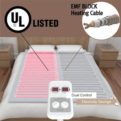 Heated Mattress Pad – Large Electric Bed Warmer, Dual-Zone Temperature Control, Washable 100% Cotton, Auto 15 Hours Shut Off, UL & KC Certified Heating Pad for Mattress, 35" x 70", Single