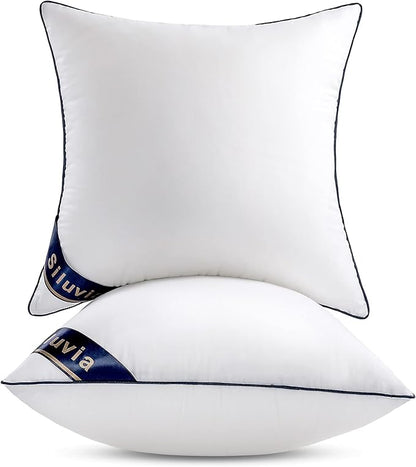 Siluvia Euro Pillows 26x26 Pillow Inserts Set of 2 Square Throw 26 Pillow with 100% Cotton Cover for Sofa, Couch, and Bed - White