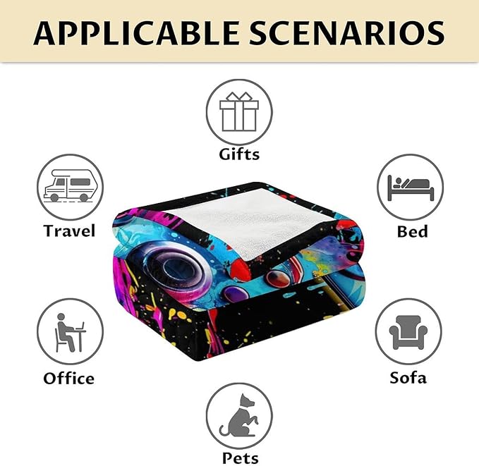 Gaming Blanket for Boys - Teens Blankets for Gamer Room Decor - 40 x 50 Inches Cool Throw Stuff for Sofa, Travel