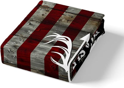 Eat Sleep Hunt Bedding Set Twin,Deer Antler and Arrow Print Duvet Cover with 1 Pillow Sham Comforter Cover for Kids Boys,Retro Stars Stripes American Flag Quilt Cover Set Decorative 2 Pcs