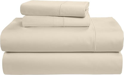 LANE LINEN 100% Egyptian Cotton Queen Sheet Set, Soft & Comfy Hotel Like Thick Fully Elasticized Mercerized Cotton Queen Size Set, No Pill Fade Resistant Queen Sheets, 15" Deep Pocket - Summer Sand