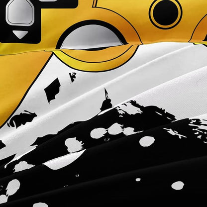 3D Print Yellow Gamepad Duvet Cover Set Gaming Comforter Covers and Pillowcases King Size Black Background Color Bed Set Gamer Beddings Boy Kid Bedroom Decorations