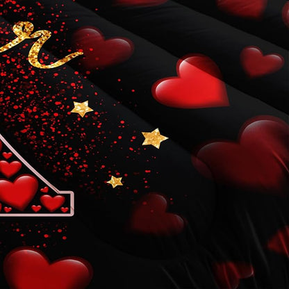 Eiffel Tower Queen Size Comforter Sets,Red Loving Heart Romantic Couple Bedding Set,Paris Bedding Comforter Sets for Women Room Eiffel Tower Decor with 2 Pillowcases.