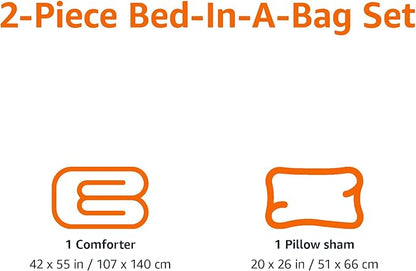 Amazon Basics 2 Piece Microfiber Kid's Comforter and Pillow Sham Set, Toddler, Light Pink, Solid