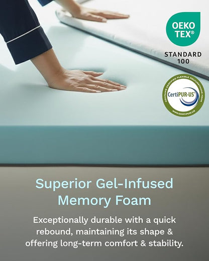 ViscoSoft Dusk 2-Inch Memory Foam Mattress Topper - Twin XL Mattress Topper, Washable Cover, Cooling & Back Pain Relief, CertiPUR-US Performance Tested and Certified Foam