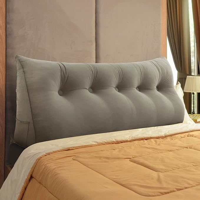 WOWMAX Headboard Pillow Twin, Triangular Wedge Pillow Headboard, Wedge Headboard Pillow for Bed Sofa, Daybed Pillows for Sitting up, Reading or Working with Removable Cover, Taupe