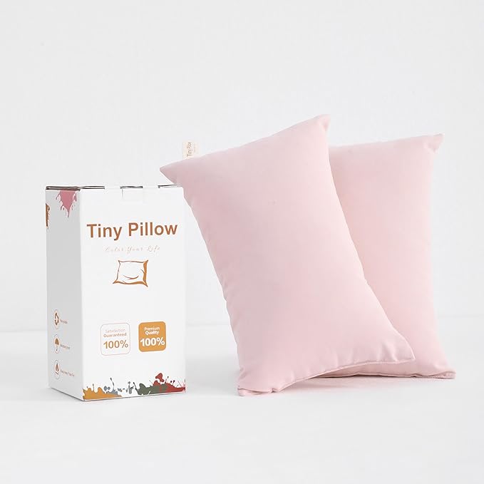BEDSUM 2 Pack Tiny Pillows, 11"x7" Microfiber Mini Pillow for Travel, Dogs, Cats, Soft and Machine Washable Small Pillows for Neck, Wrist, and Knee Comfort, Pink