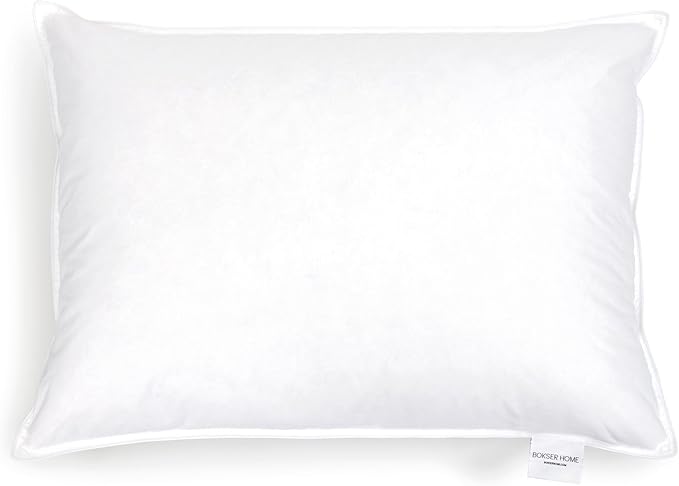 Bokser Home White Duck Feather & Down Bed Pillows – Queen Size (U.S. Standard), 2 Pack, Medium Support, Luxury Hotel-Style Sleeping Pillows