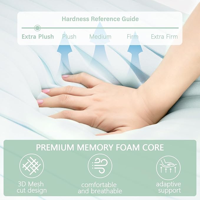 2 Pack Extra Soft Cooling Memory Foam Pillows – Wave-Shaped Contour Bed Pillows with Ice-Feel Breathable Covers, Ergonomic Support for Neck, Ideal for Side & Back Sleepers
