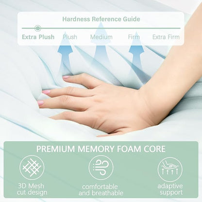 2 Pack Extra Soft Cooling Memory Foam Pillows – Wave-Shaped Contour Bed Pillows with Ice-Feel Breathable Covers, Ergonomic Support for Neck, Ideal for Side & Back Sleepers