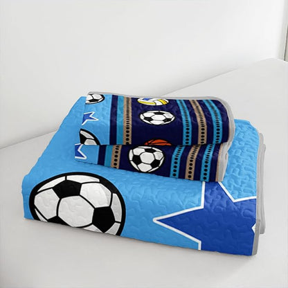 QOOMO Sports Quilt Set King Size,Basketball Bedspread Coverlet Set,Baseball 3Pcs Bedding Set Printed Quilt with 2 Pillowcases,Soft and Lightweight,for All Seasons