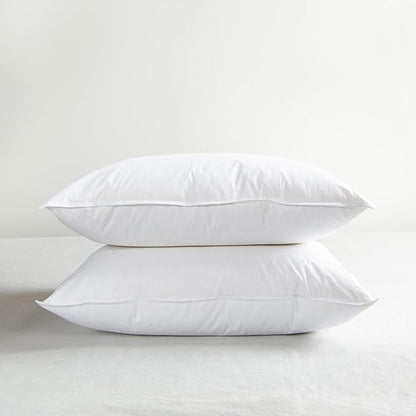 Bokser Home White Duck Feather & Down Bed Pillows – Queen Size (U.S. Standard), 2 Pack, Firm Support, Luxury Hotel-Style Sleeping Pillows