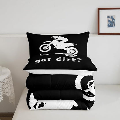 Feelyou Dirt Bike Bedding Set Boys Extreme Sports Comforter Set for Kids Boys Motocross Rider Comforter Cool Sports Quilt 1 Comforter Set with 2 Pillowcases King Size Boys